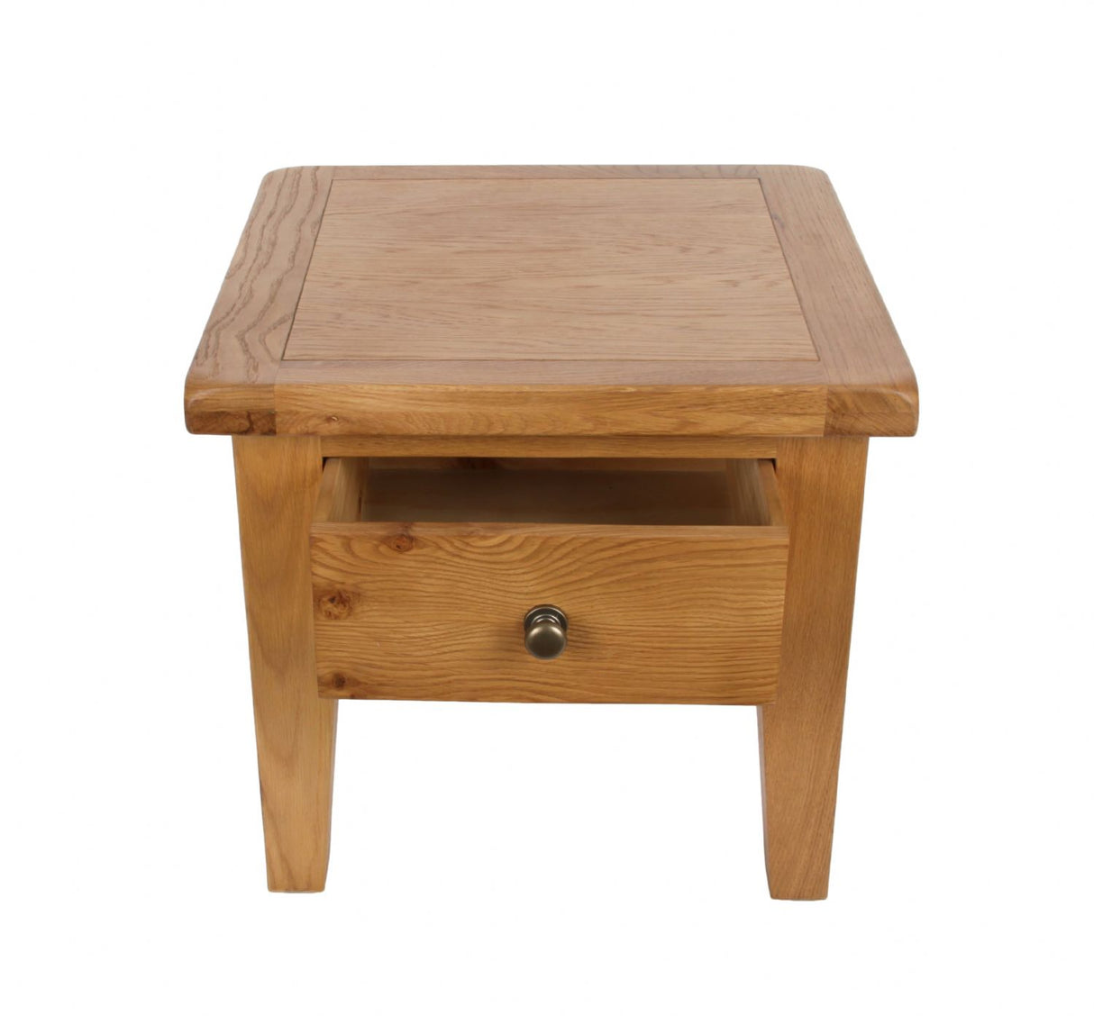 Natural Solid Oak 1 Drawer Lamp Table with Rounded Corners