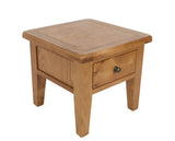 Natural Solid Oak 1 Drawer Lamp Table with Rounded Corners