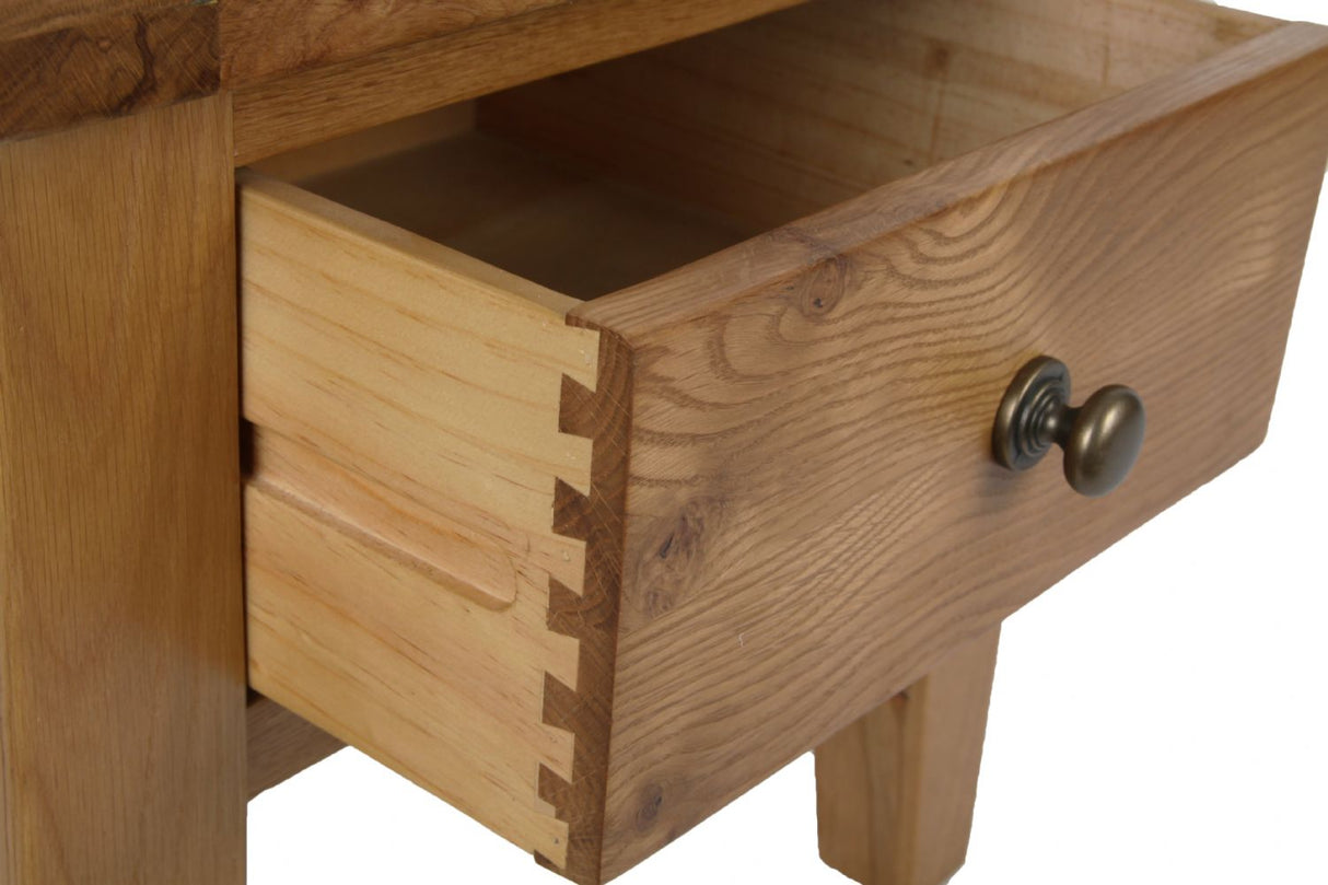 Natural Solid Oak 1 Drawer Lamp Table with Rounded Corners