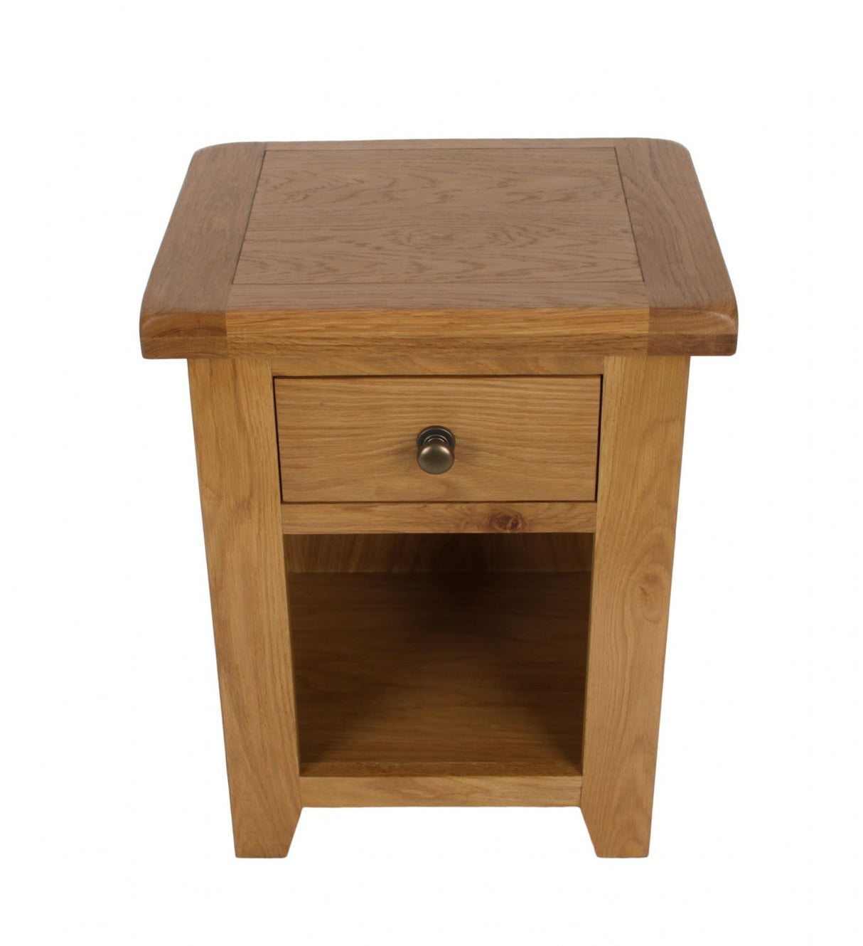 Rustic Oak 1 Drawer Bedside Table with Open Shelf Storage