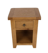 Rustic Oak 1 Drawer Bedside Table with Open Shelf Storage