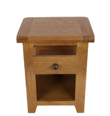 Rustic Oak 1 Drawer Bedside Table with Open Shelf Storage