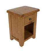 Rustic Oak 1 Drawer Bedside Table with Open Shelf Storage