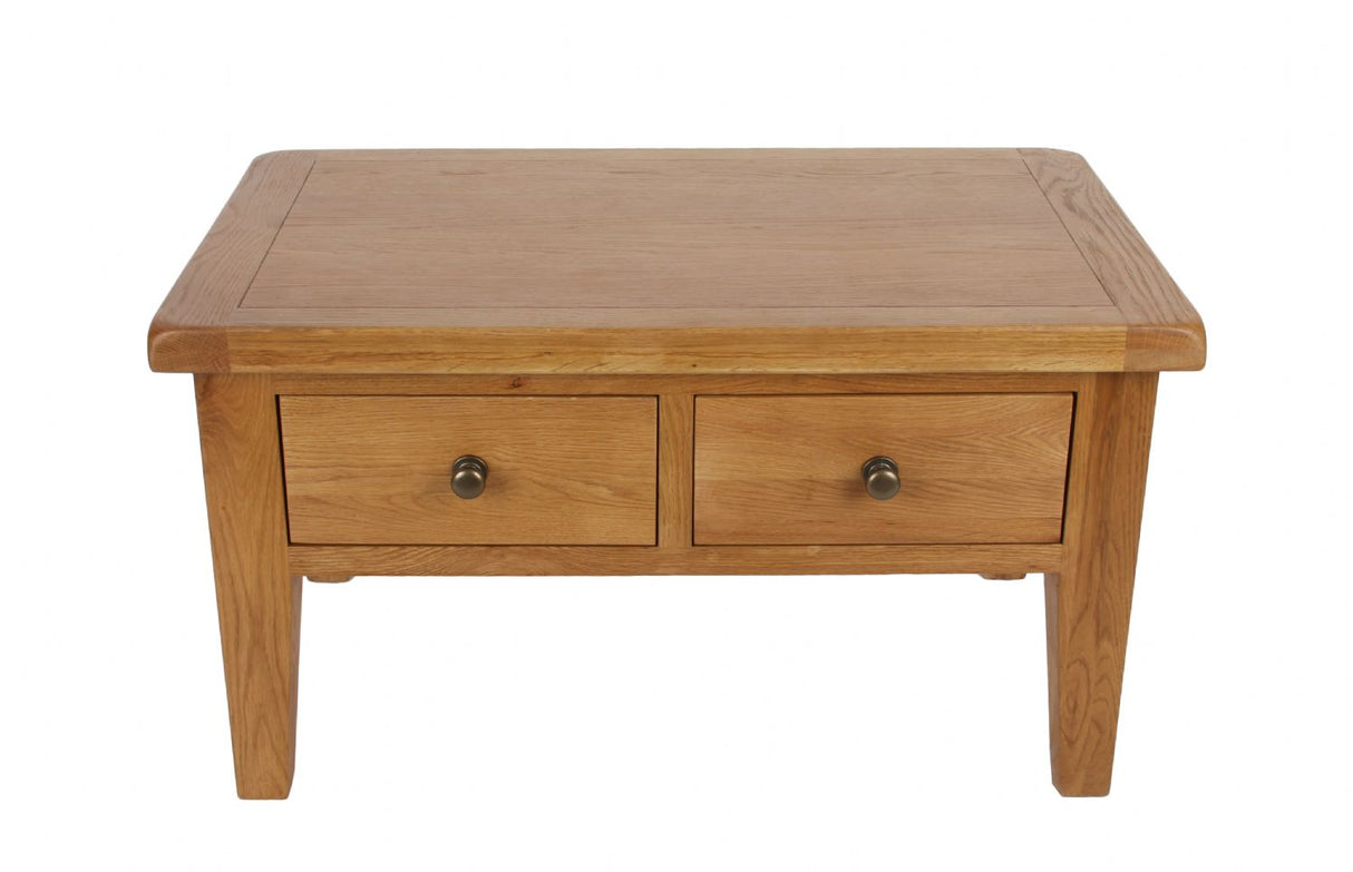 Natural Oak Rectangular Coffee Table with 2 Drawers