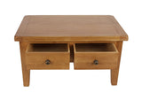 Natural Oak Rectangular Coffee Table with 2 Drawers