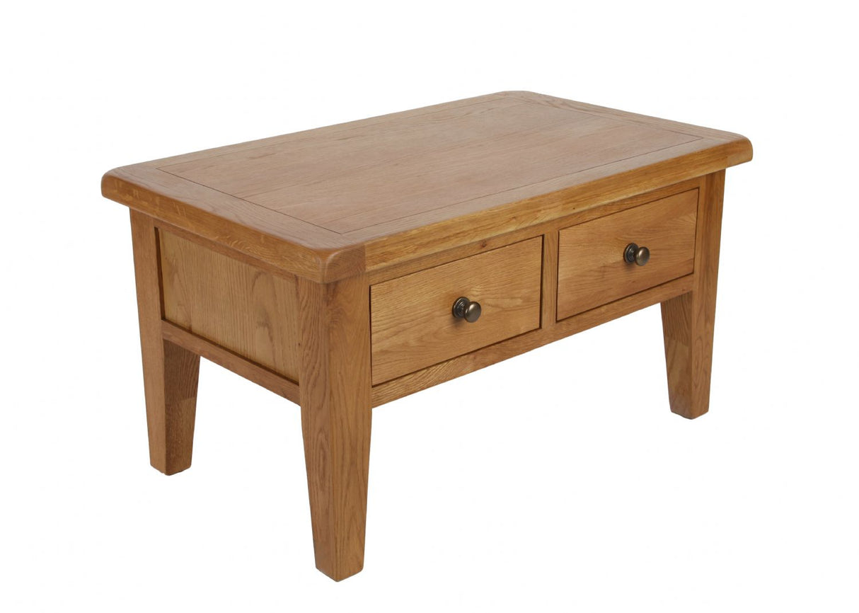 Natural Oak Rectangular Coffee Table with 2 Drawers