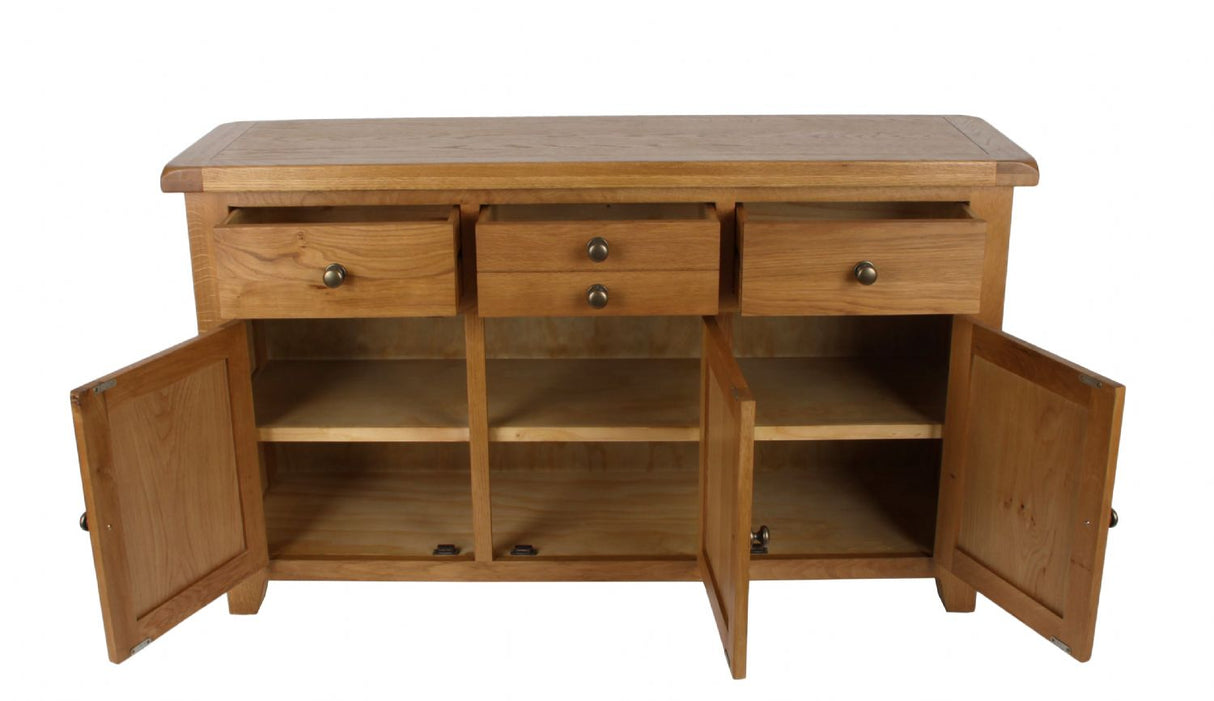 Natural Oak Large 3 Door 4 Drawer Sideboard Cabinet