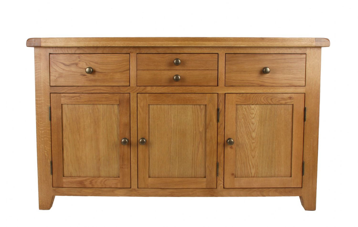Natural Oak Large 3 Door 4 Drawer Sideboard Cabinet