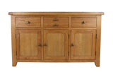Natural Oak Large 3 Door 4 Drawer Sideboard Cabinet