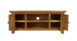 Natural Oak Large 2 Door TV Unit with Open Shelving