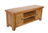 Natural Oak Large 2 Door TV Unit with Open Shelving