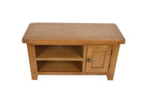 Natural Oak Small TV Unit with 1 Door and Open Shelving