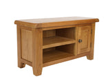 Natural Oak Small TV Unit with 1 Door and Open Shelving