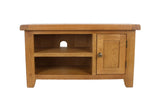 Natural Oak Small TV Unit with 1 Door and Open Shelving