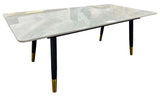 Modern Grey Ceramic Coffee Table with Black Legs and Gold Accents