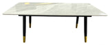Modern Grey Ceramic Coffee Table with Black Legs and Gold Accents