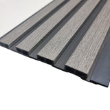 WPC Wall Panels - Wood Effect Slatted Wall Panels - 235cm x 15cm (14 pack) - Ash Grey