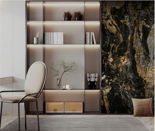 Gold and Black Marble Decorative PVC Wall Panel