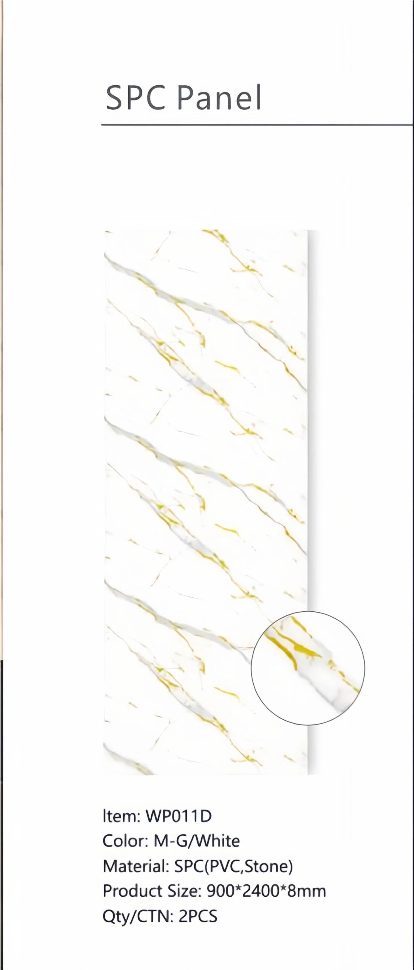 Wall Panel 011D - Gold and White Marble - Wall Board - 240cm - (1 pack / 2pcs)