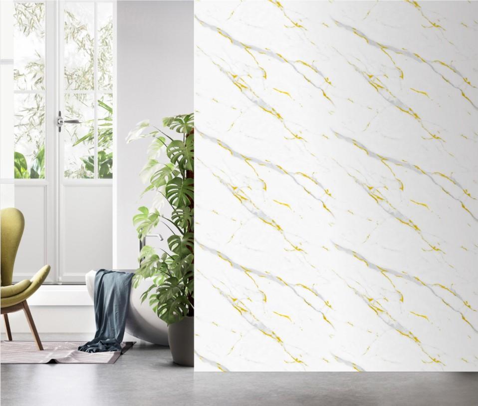 Wall Panel 011D - Gold and White Marble - Wall Board - 240cm - (1 pack / 2pcs)