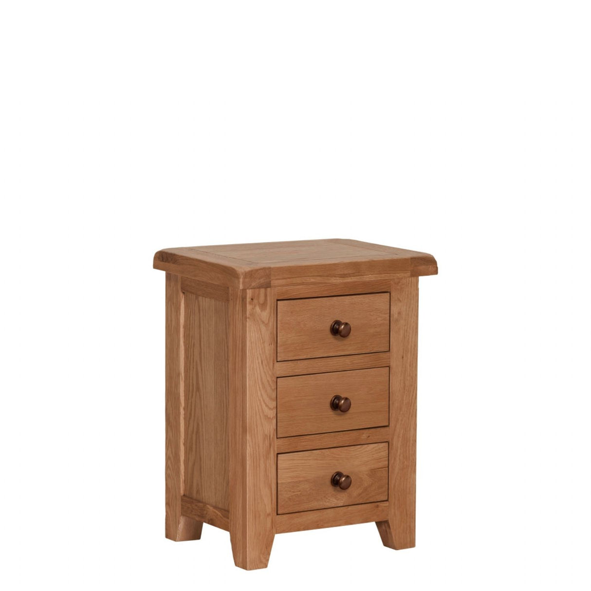 Rustic Oak 3 Drawer Bedside Table with Storage