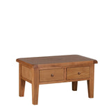 Natural Oak Rectangular Coffee Table with 2 Drawers