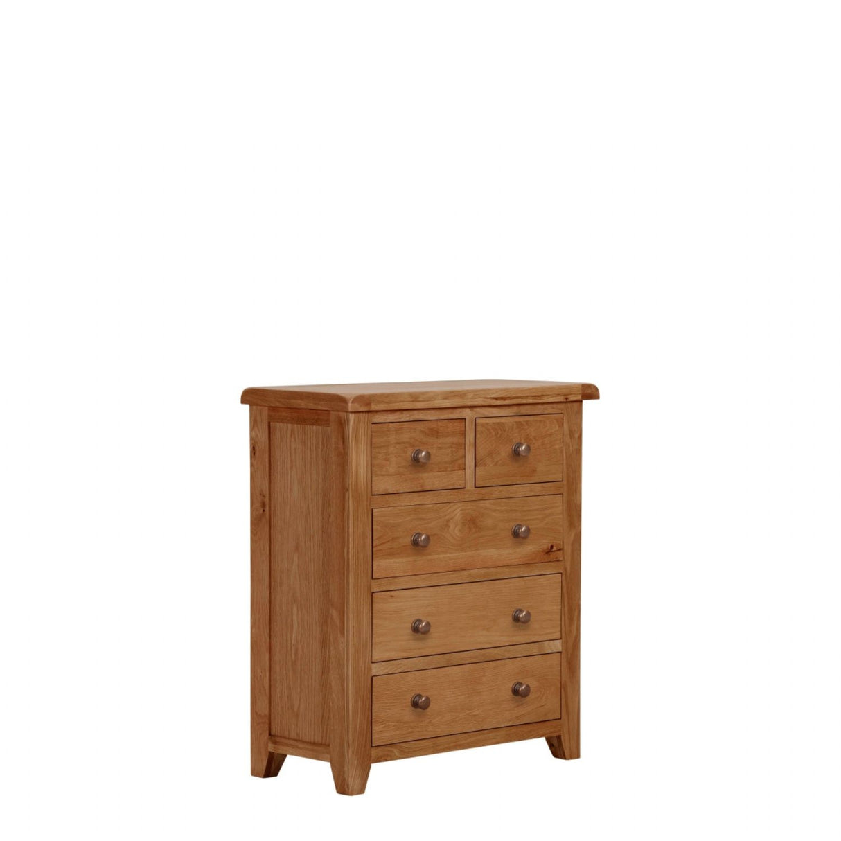 Natural Oak 2 Over 3 Drawer Chest with Traditional Storage
