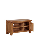 Natural Oak Small TV Unit with 1 Door and Open Shelving