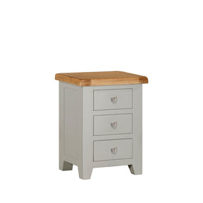 Modern Light Grey Painted Oak 3 Drawer Bedside Cabinet