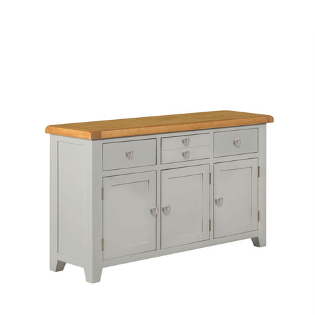 Modern Light Grey Painted Oak 3 Door 3 Drawer Large Sideboard