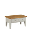 Stone Grey Painted 2 Drawer Coffee Table with Natural Oak Top