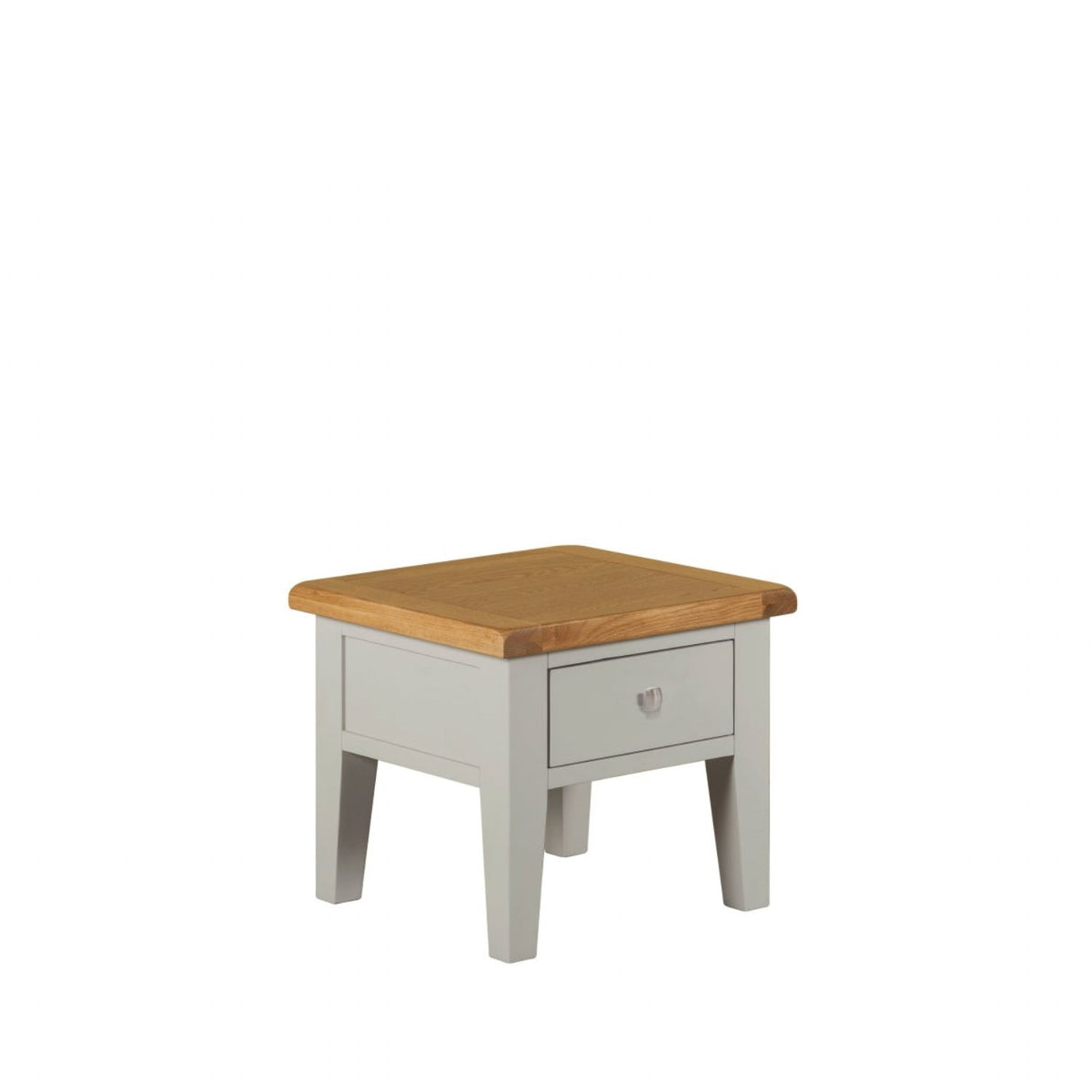 Modern Grey Painted 1 Drawer Lamp Table with Solid Oak Top