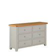 Modern Grey Painted Oak 6 Drawer Chest with Natural Oak Top