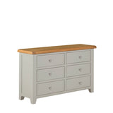 Modern Grey Painted Oak 6 Drawer Chest with Natural Oak Top