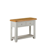 Modern Grey Painted Oak 2 Drawer Console Table with Lower Shelf