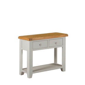 Modern Grey Painted Oak 2 Drawer Console Table with Lower Shelf