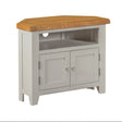 Modern Grey Painted Oak Corner TV Unit with Cupboard and Open Shelf