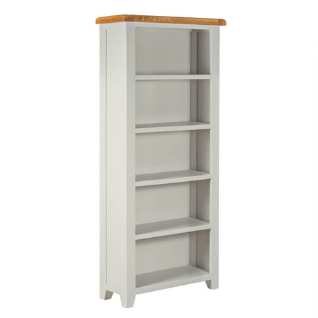 Modern Grey Painted Oak Top Large 5 Shelf Bookcase