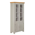 Modern Light Grey Painted Oak Display Cabinet with Glazed Doors
