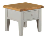 Modern Grey Painted 1 Drawer Lamp Table with Solid Oak Top
