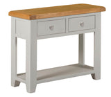 Modern Grey Painted Oak 2 Drawer Console Table with Lower Shelf