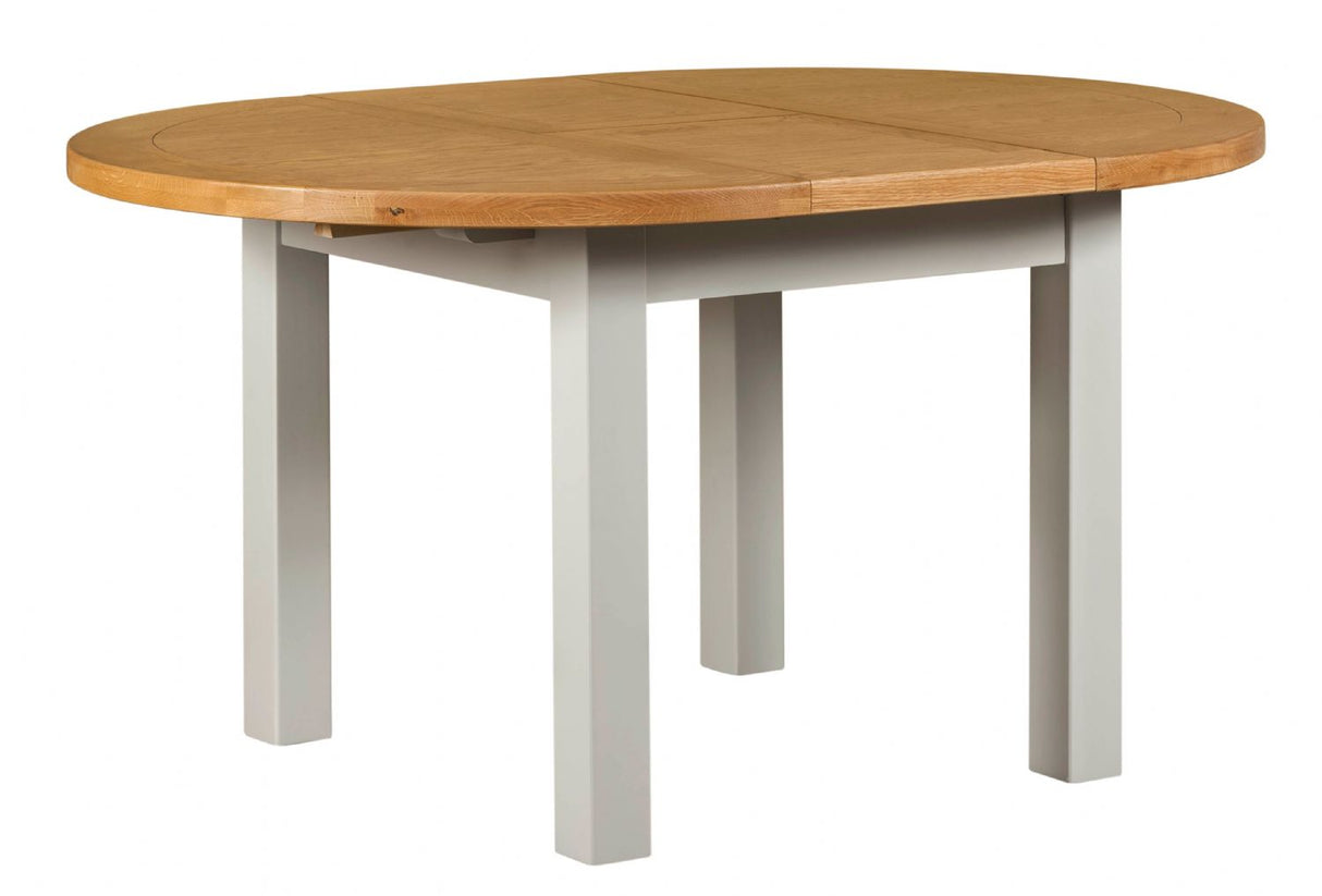 Modern Oak and Light Grey 1.1m to 1.5m Round Extending Dining Table