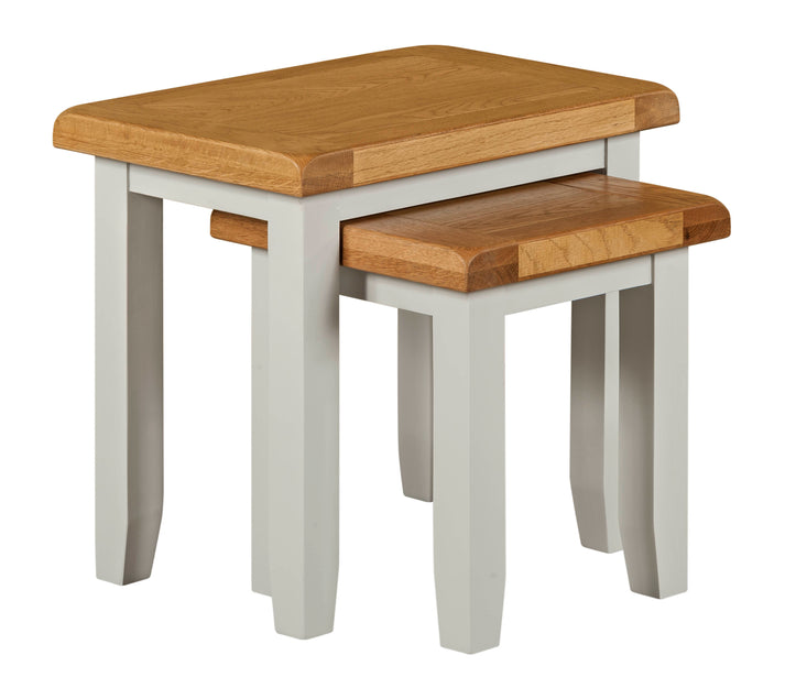 Modern Grey Painted Oak Top Nest of 2 Tables