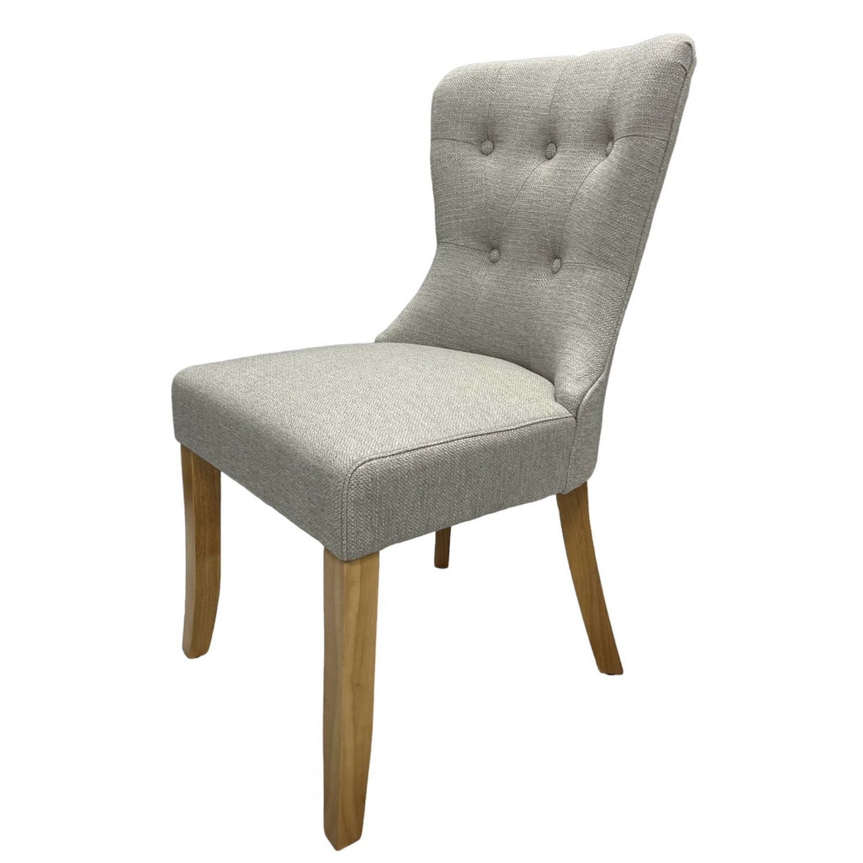 Modern Beige Fabric Dining Chair with Oak Legs