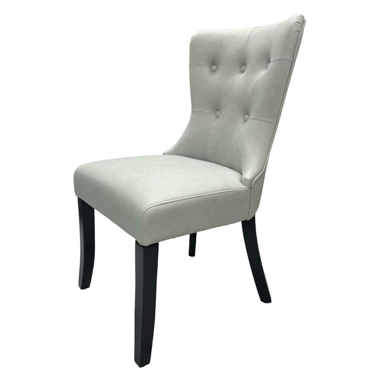 Modern Grey PU Upholstered Dining Chair with Black Wooden Legs