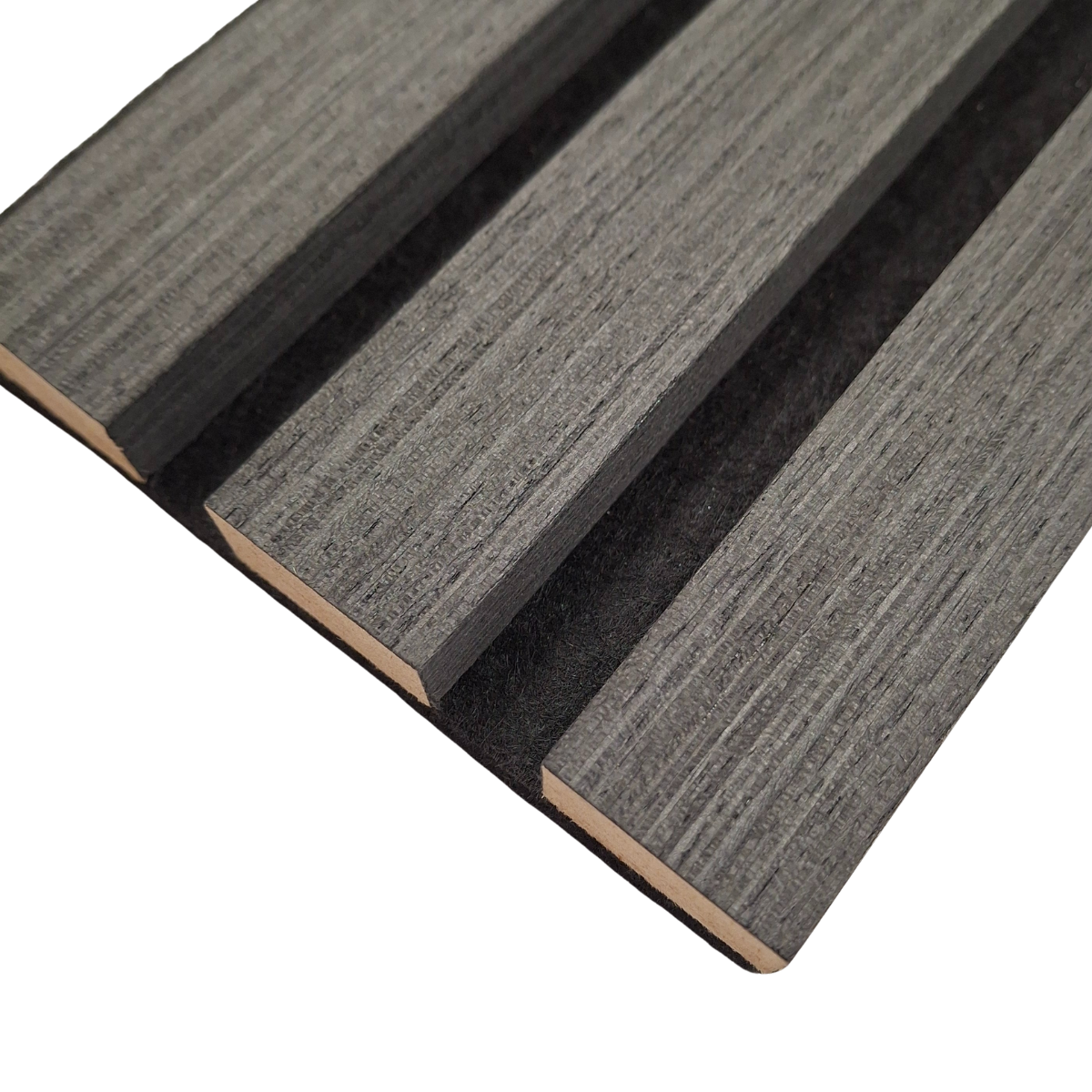 Wood Veneer Acoustic Standard Slat Wall Panels - 3-sided - 240cm x 32cm (2 pack) - Black Oak