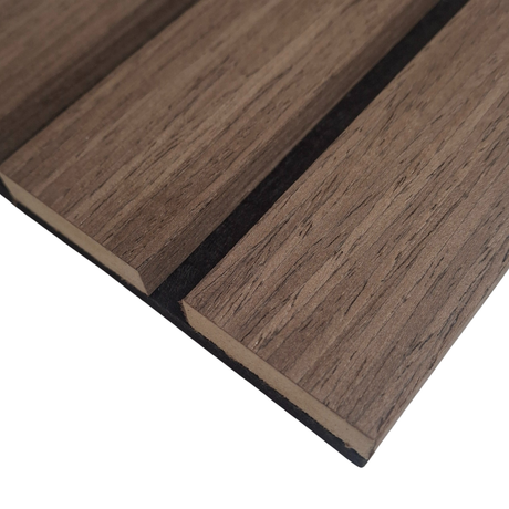 Wood Veneer Acoustic Wide Slat Wall Panels - 3-sided - 240cm x 30cm (2 pack) - Smoked Oak