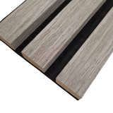 Wood Veneer Acoustic Standard Slat Wall Panels - 3-sided - 240cm x 32cm (2 pack) - Grey Oak