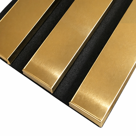 Coloured Acoustic Standard Slat Wall Panels - 3 sided - 240cm x 32cm (2 pack) - Gold