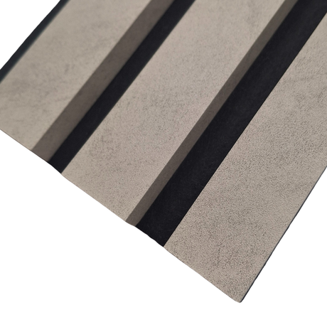 Coloured Acoustic Standard Slat Wall Panels - 3 sided - 240cm x 32cm (2 pack) - Concrete